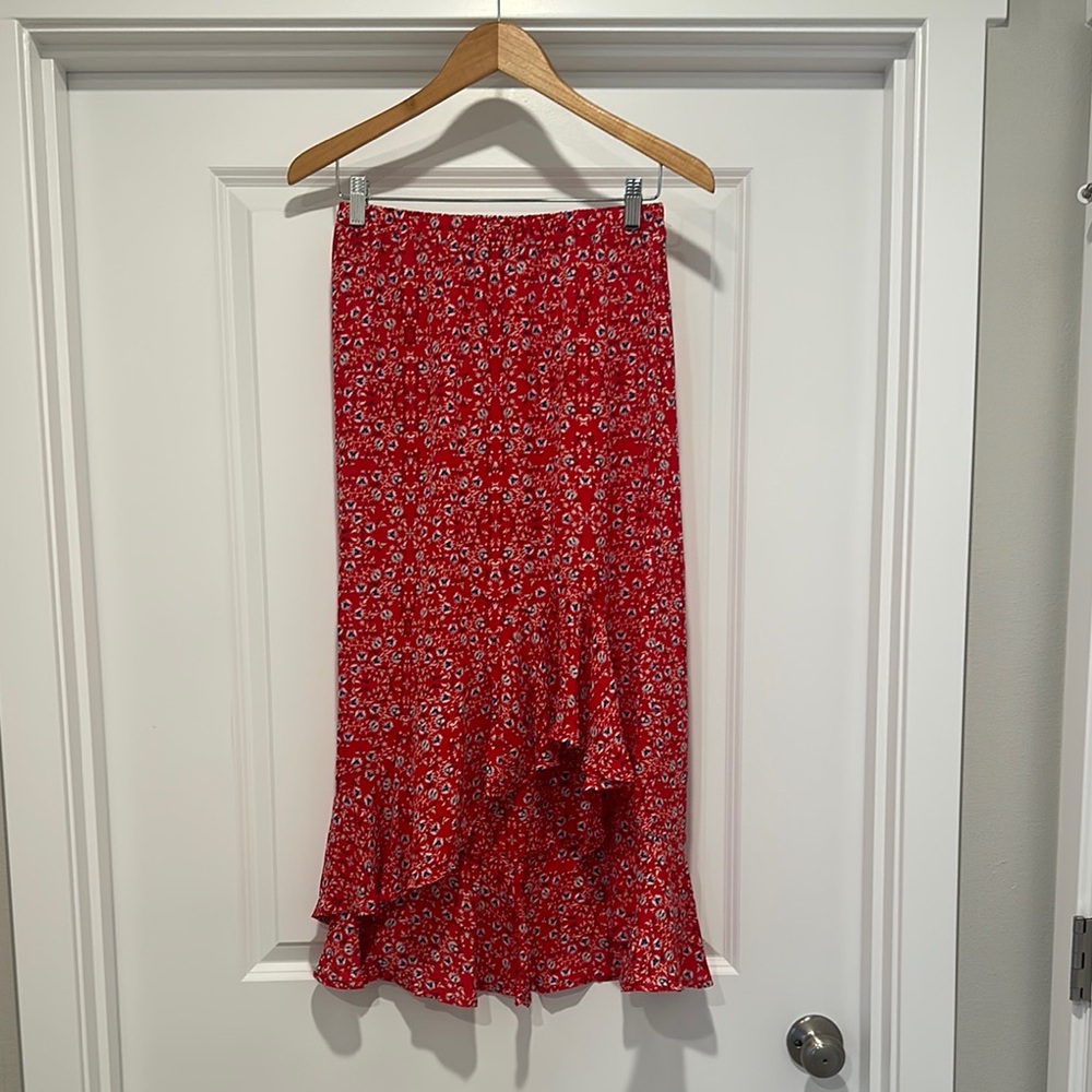 Max Studio Red Floral Skirt